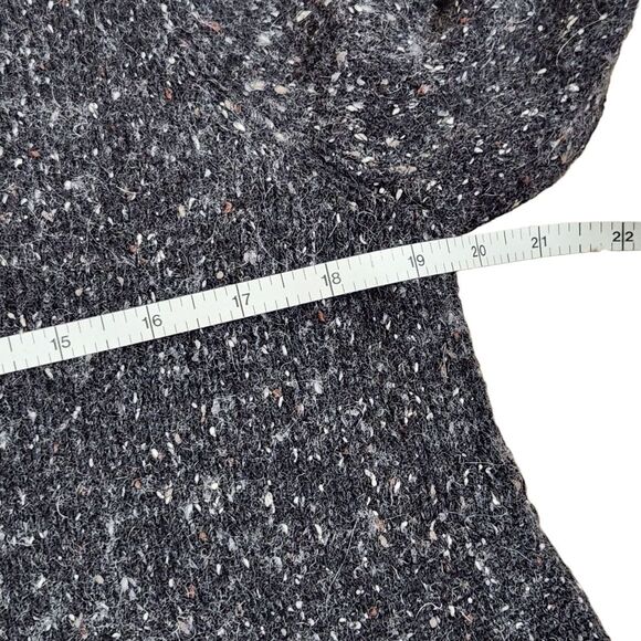 Eileen Fisher Funnel Neck Cardigan Sweater Charcoal Speckled Wool Blend Medium - Picture 12 of 13
